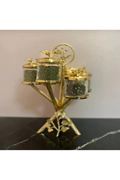 İmren Collection Brass Midi Size Zigzag Spice Rack Silver Color