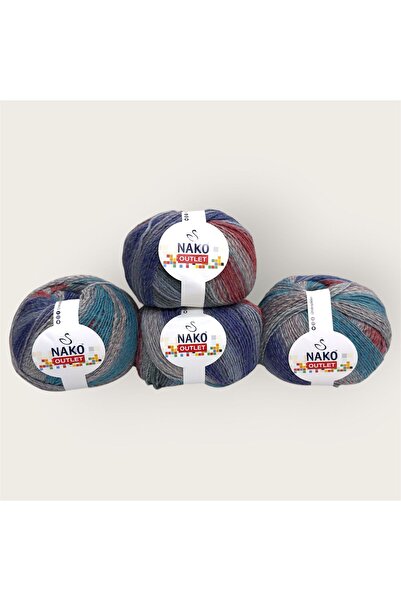 NAKO Outlet Romeo İhraç Fazlası (Yün) El Örgü ipi 620gr - Ebruli