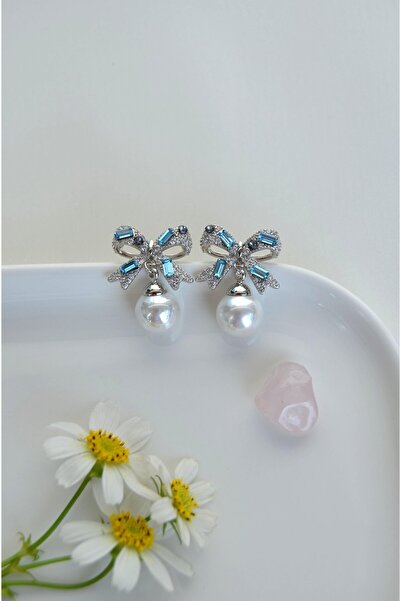 Sacce Scarves&Accessories Zircon Stone Bow Model Pearl Earrings – Stylish and Long-Lasting Elegant Earrings