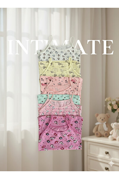 İntimate Girl's 6-Pack Patterned Cotton String Strap Tank Top Set