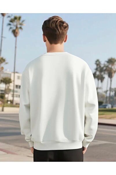 Panda Baskı Tekstil Unprinted 3-Thread Fleece-Lined Fabric Oversized Sweatshirt