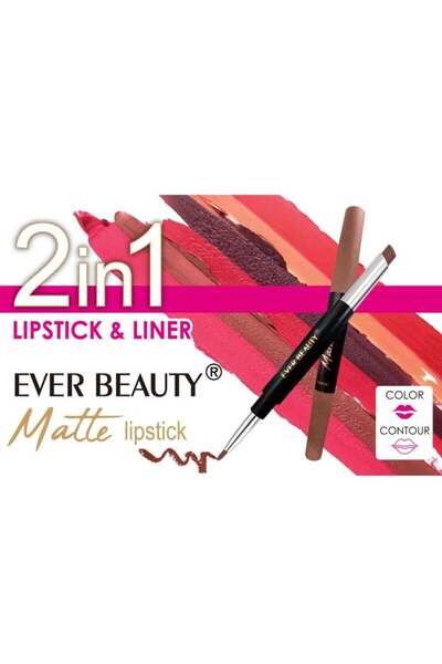 EVER BEAUTY Matte Lipstick & Liner 2-in-1, Coffee Shades Collection (Pack of 8)