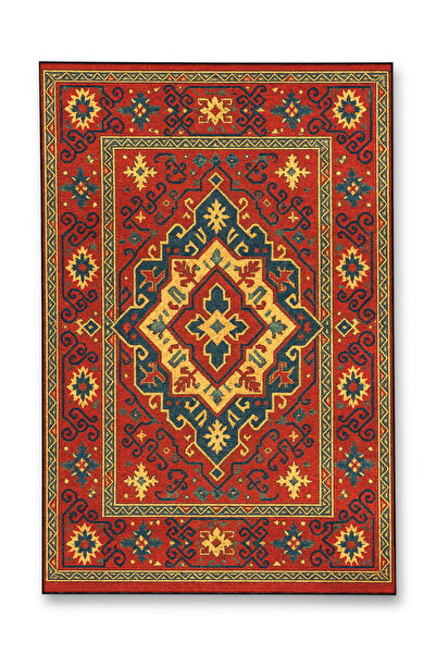 Rugs Modern Halı MOSSO Μπλε Μωβ Αποχρώσεις Έθνικ Λουλούδια με Σχέδιο Υφαντή Β...