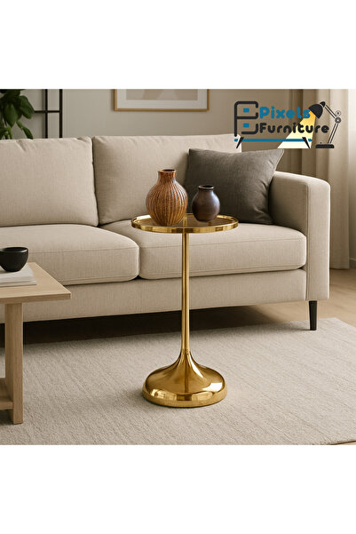 PixelsFurniture A stylish serving table from Pixel Furniture, with a heat-resistant glass top and metal base, 35*55cm