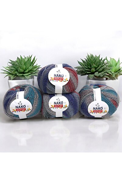 NAKO Outlet Romeo İhraç Fazlası (Yün) El Örgü ipi 620gr - Ebruli