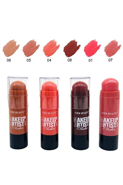 EVER BEAUTY Professional Blusher Stick Pack of 6 — 24H Waterproof, Ultra Pigmented Cream Blush 7.6