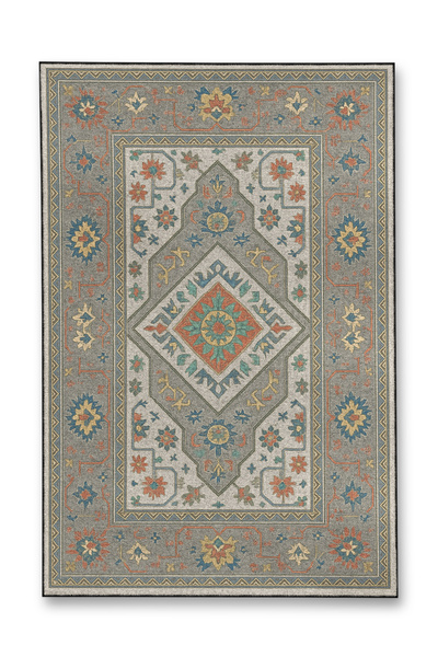 Rugs Modern Halı MOSSO Μπλε Μωβ Αποχρώσεις Εθνικά Λουλούδια με Σχέδιο Υφαντή ...