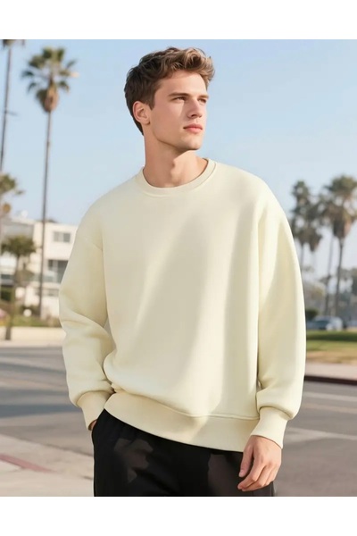 Panda Baskı Tekstil سترة رياضية قصة فضفاضة من قماش مبطن بالصوف ثلاثي الخيوط غير مطبوعة