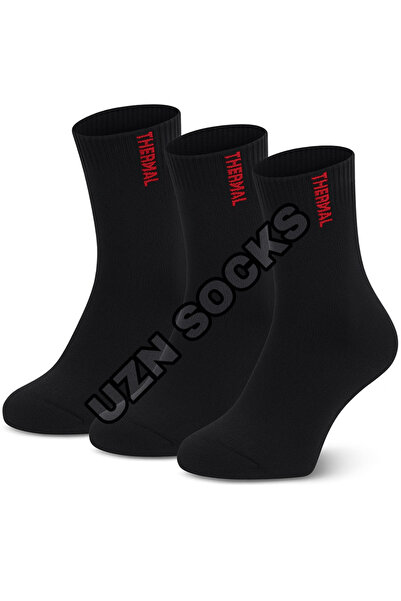 UZN SOCKS 12’li Siyah Termal Unisex Çorap Seti – Kalın Kışlık Çorap, Sıcak Tu...