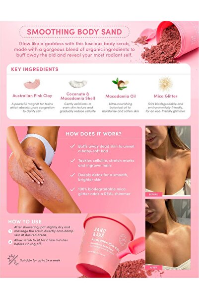Sand&Sky SAND & SKY - Australian Pink Clay Smoothing Body Sand (Body Gommage), 180 g