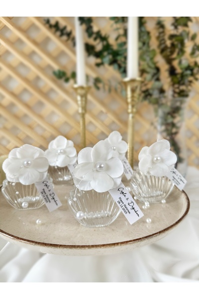 Gami Handmade Islak Ortanca Süslemeli İstiridye Cam Kolonya Söz, Nişan, Düğün...