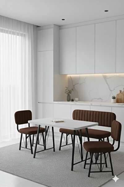 Parlazonhome Elfin 70x110 Beyaz Sabit Masa Sandalye Takımı , Yemek Masası, 2 ...