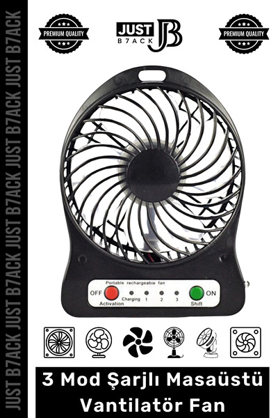 Fantazer #MasaFanı 3 Mod Şarjlı Aydınlatmalı Sessiz Mini Pervaneli Soğutucu Küçük Masaüstü Vantilatör Fan
