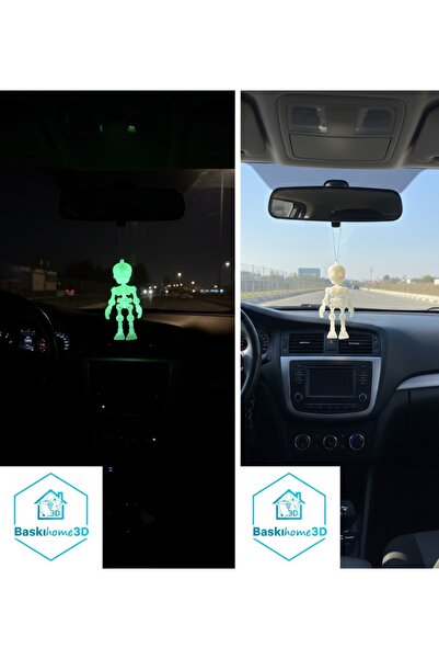 baskıhome3d Araç içi Torpido ve Ayna Süsü (Flexi iskelet Yeşil Fosforlu) Oto ...