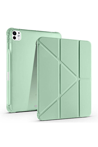 Khayra iPad Pro 11 2025 M5 Case Zore Tri Folding Case with Pen Compartment and Stand - Green