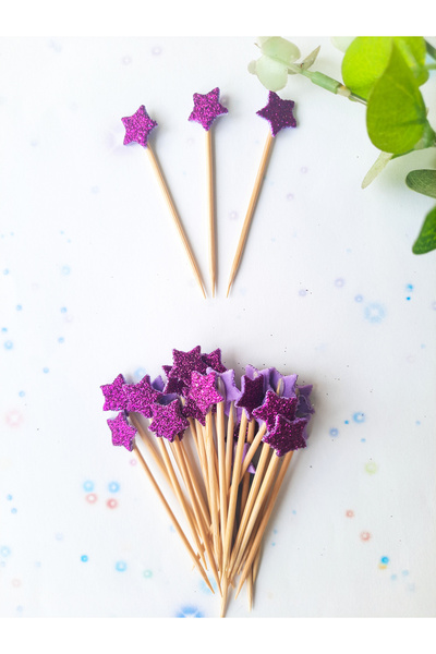 Atölye Doruk 30 قطعة من أدوات تزيين الكعك على شكل نجمة أرجوانية - لوازم تزيين الكعك الملونة لحفلات أعياد الميلاد