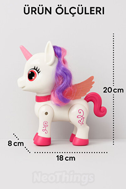 YILDIRIM OYUNCAK Uzaktan Kumandalı Çok Yönlü Hareketli Şarjlı Sesli Işıklı Dans Edebilen 18 cm Unicorn Robot