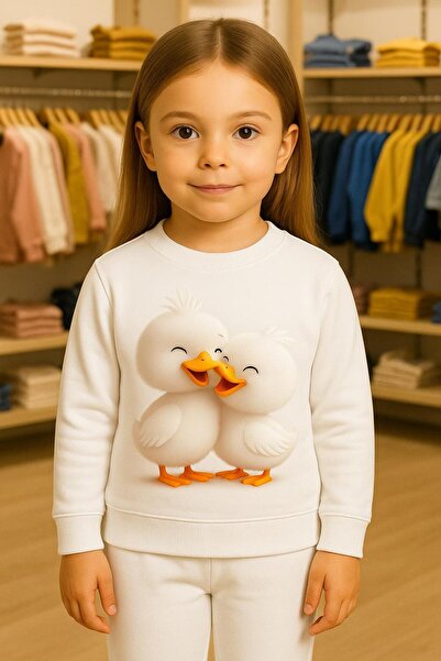 playwear Σετ φούτερ και φόρμα με σχέδιο δύο παπάκια, για ηλικίες 3-4-5-6-7-8-...