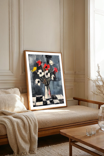 Dekorsiahome Tek Parça Ahşap Çerçeveli Oturma Odası Salon Mutfak Tablosu TK2072