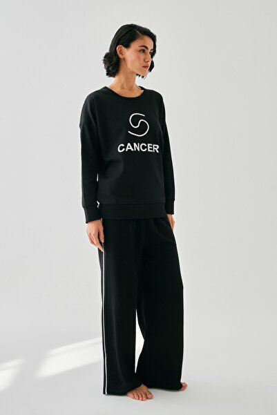 Akbeniz Γυναικείο Σετ Φόρμας Μαύρο Καβούρι oversized 2 Κλωστές για το σπίτι