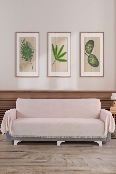 pamore غطاء أريكة قطني 310 سم يغطي الذراعين مع شراشيب أمامية متعدد الأغراض مض...