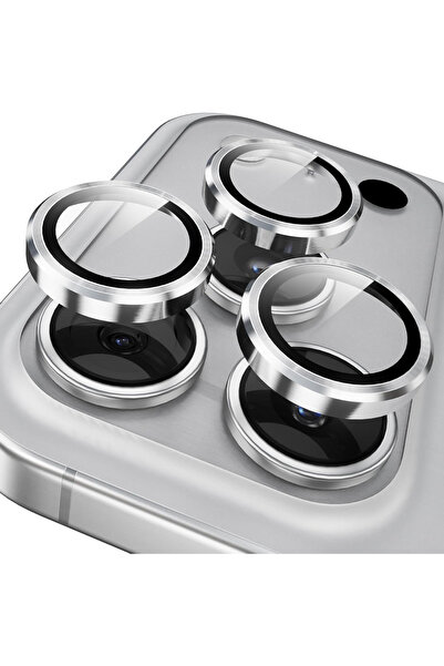 KVK PRİVACY iPhone 17 Pro / 17 Pro Max Compatible Camera Protection Lens Protector Tempered Glass Protection Silver