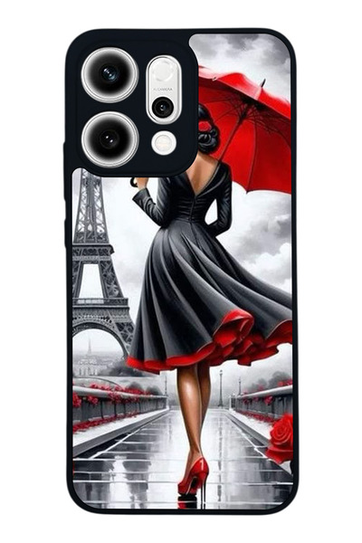 Aksel Kılıf Reno 14 Compatible Printed , Matte Black, Soft Silicone, Protecti...