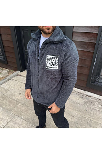 JANES Men's Fleece Zippered Sweatshirt – Hoodless, with Pockets, Soft Texture, Oversized Comfortable Fit, Red