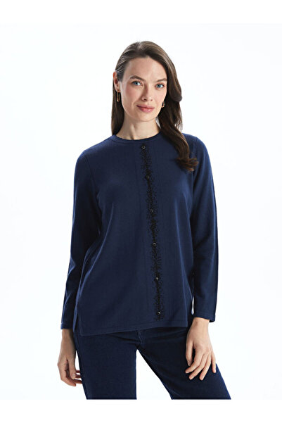 LC Waikiki طاقم الرقبة منقوشة سترة تريكو المرأة