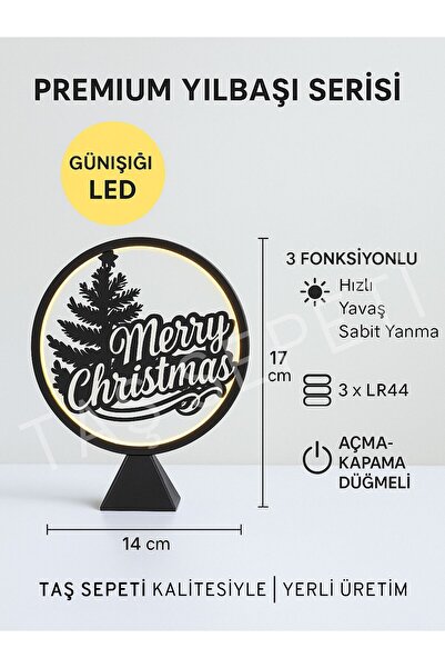 TAŞ SEPETİ Geyik ve Orman Temalı Yılbaşı Süsü Lambası | Premium Yılbaşı Serisi | Pilli | Fonksiyonlu Düğmeli