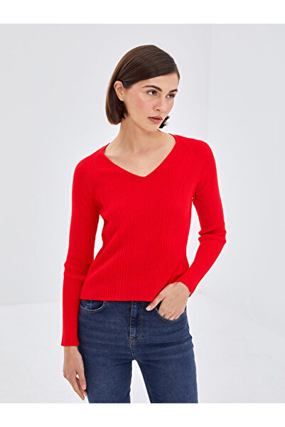 LC Waikiki V-Neck Plain Long Sleeve Women's Knitwear Sweater