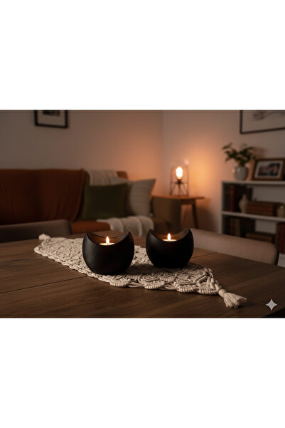 eleganzo Rustik İskandinav Beton Görünümlü Mumluk 2 Adet