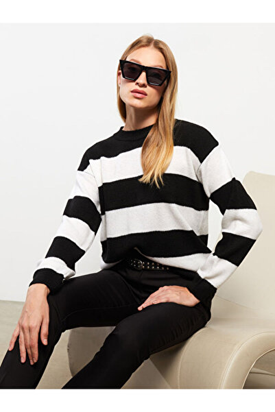 LC Waikiki Crew Neck Color Blocked Long Sleeve Women's Knitwear Sweater