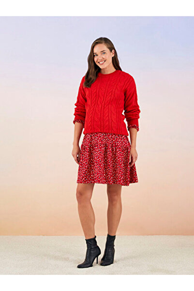 LC Waikiki Crew Neck Self Patterned Long Sleeve Maternity Knitwear Sweater