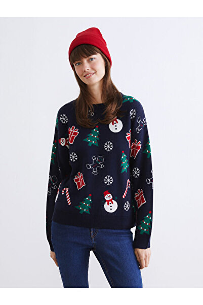 LC Waikiki Crew Neck Christmas Themed Women's Knitwear Sweater