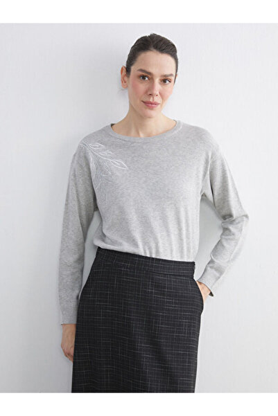 LC Waikiki Crew Neck Women's Knitwear Sweater with Stones