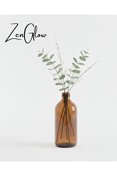 ZenGlow Decorative Vase |   Amber Glass Transparent Flower Pot Modern Stylish Living Room Table and Home Accessory 500 ml