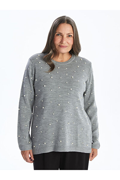 LC Waikiki Crew Neck Shiny Stone Women's Knitwear Sweater