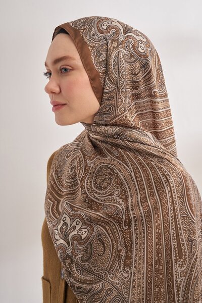 ARMANDA Mistik desenli İthal Vual Şal - Toprak