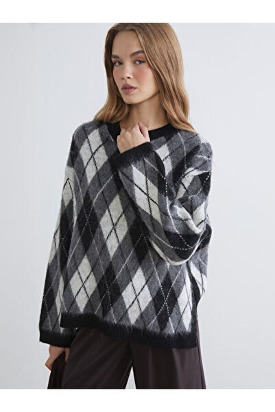 LC Waikiki Pulover de tricotat pentru femei supradimensionat cu model Baklava