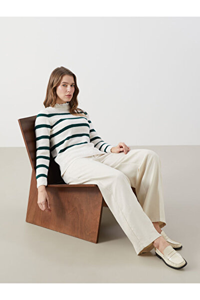 LC Waikiki Stand Collar Striped Women's Knitwear Sweater