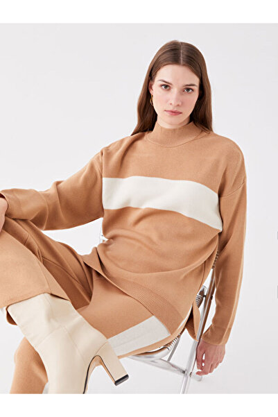 LC Waikiki Half Turtleneck Color Blocked Long Sleeve Women's Knitwear Sweater