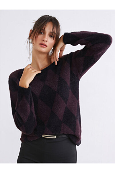 LC Waikiki Pulover de damă cu decolteu argyle Argyle