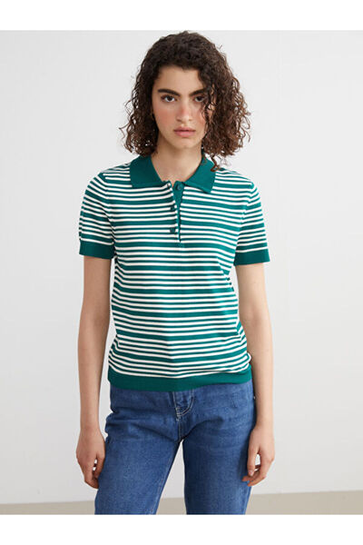 LC Waikiki Polo Neck Striped Women's Knitwear Sweater