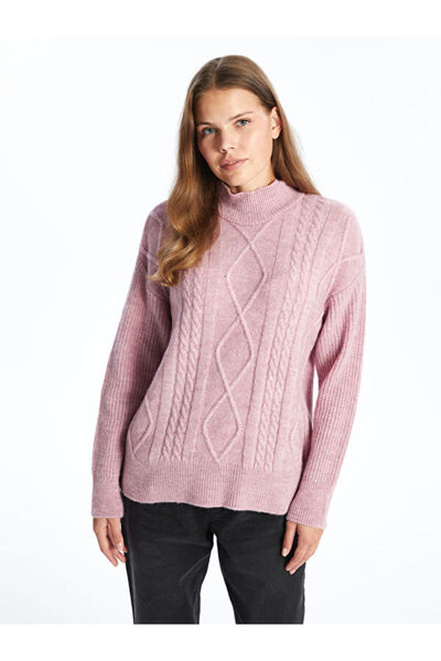 LC Waikiki Half Turtleneck Self-Patterned Women's Knitwear Sweater