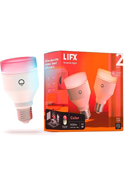 genernic مصباح ليد ذكي LIFX Color A19 بقدرة 1100 لومن، مزود بتقنية Wi‑Fi RGBW...