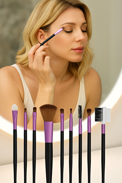 WANDA NARA COSMETİCS Professional Makeup Brush Set of 8 Natural Bristle Structure 1 Piece