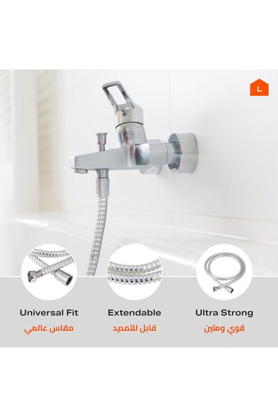 Generic BMP Tools Spiral Hand Bidet Hose, Silver, 1.2m, Universal Fit, Stainless Steel, Leak-resistant, Tang