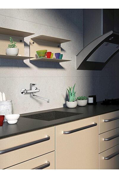 GS Rubinetterie Wall-Mounted Single-Handle Kitchen Faucet with Energy-Saving Cartridge