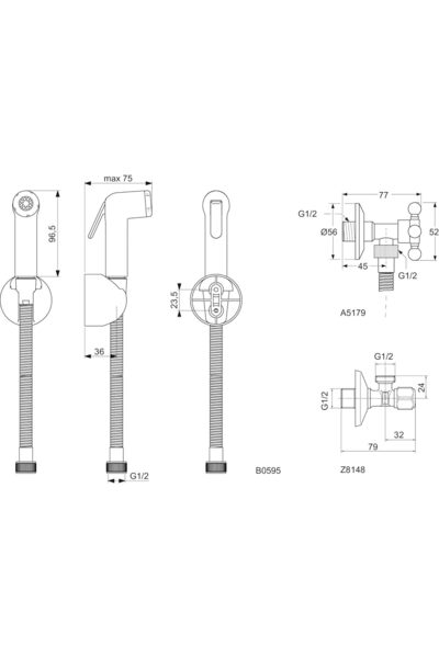 İdeal Standard Handheld Shower - Chrome-Plated ABS Spray Set (3 Bars)